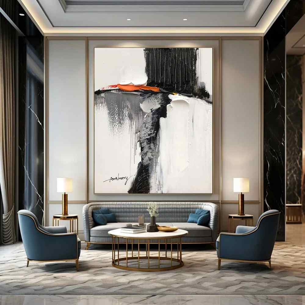 Modern Handmade Figure Artistic Black Abstract Artwork 9NT9U